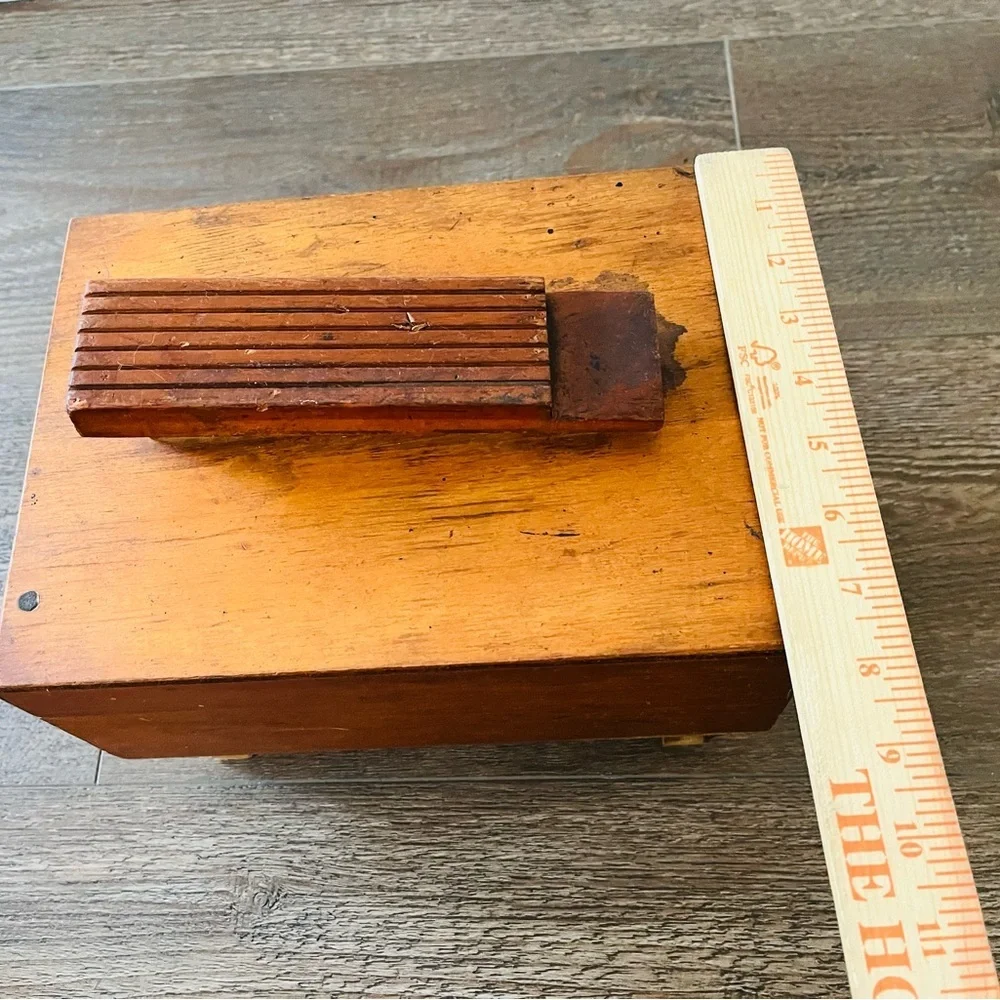 Vintage Wooden Shoes Box with Brass Latch
